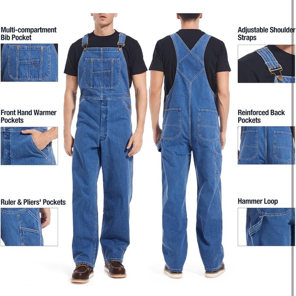 HISEA Men’s Overalls, 38w x 34l - Picture 4 of 10